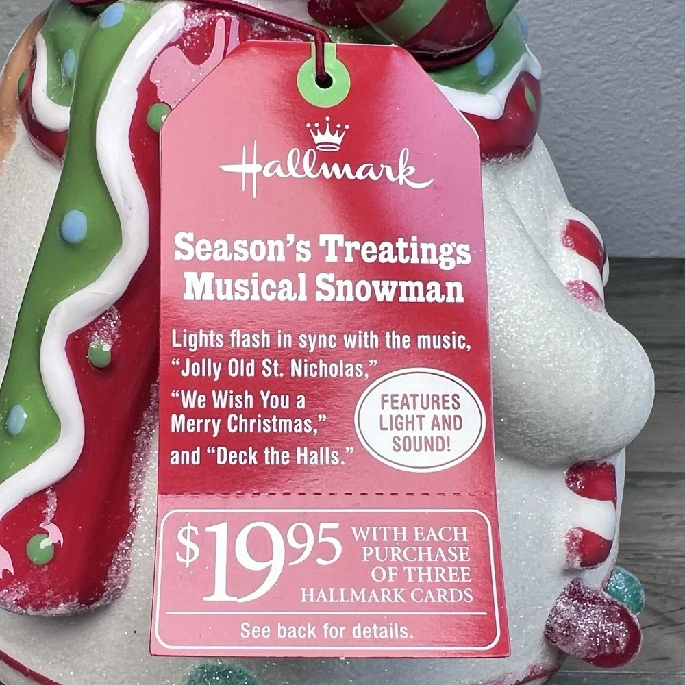 Hallmark 2010 Seasons Treatings Musical Snowman Light Up Gumdrop Gingerbread NWT